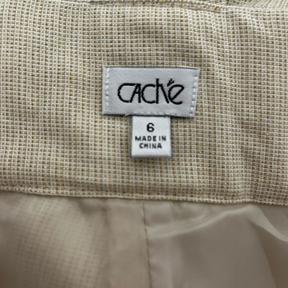 🟢Cache Solid Vanilla Cream Metallic Gold Shorts … - image 6